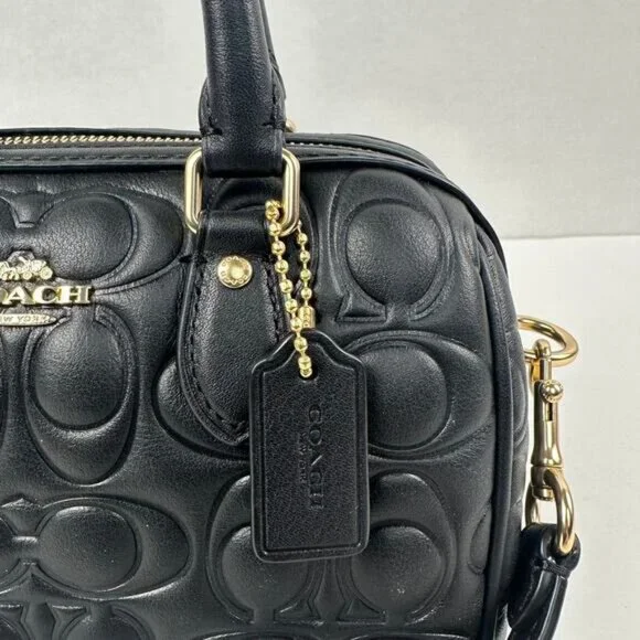 Coach Mini Rowan Crossbody Bag In Signature Leather IN Black